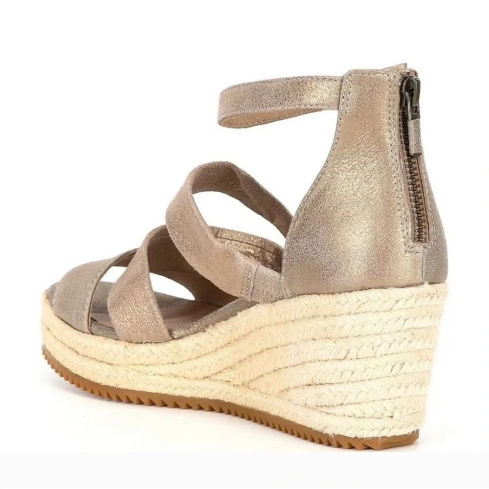 Eileen Fisher NEW Wisp Metalic Espadrille Wedge Sandals - Size 5